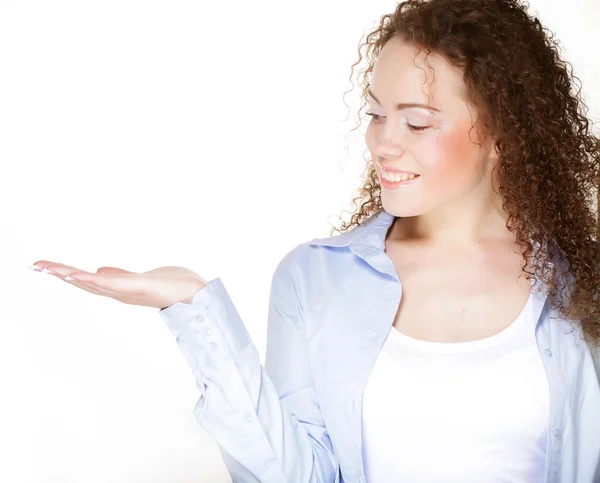 Happy smiling young beautiful casual woman — Stock Photo, Image