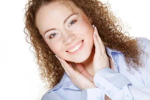 Mooi gelukkig portret van een jonge volwassen vrouw — Stockfoto