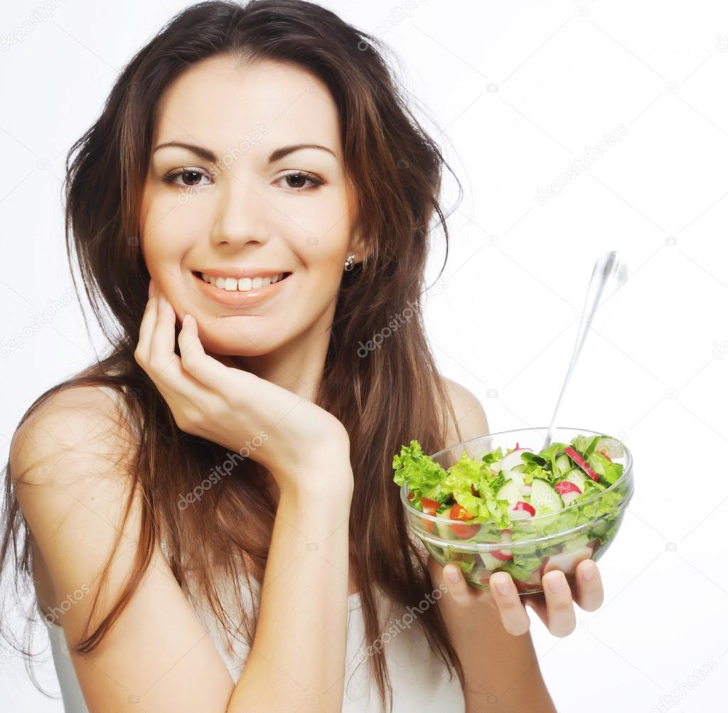 Girl eating healthy food