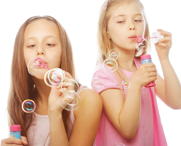 Girls with soap bubbles — Stock Photo, Image