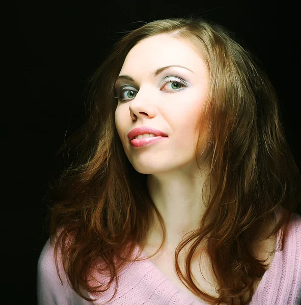 Woman on black background — Stock Photo, Image