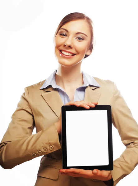 女人的年轻商业显示平板电脑 — 图库照片