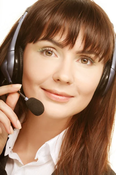 Cheerful support phone operator — Stock Photo, Image