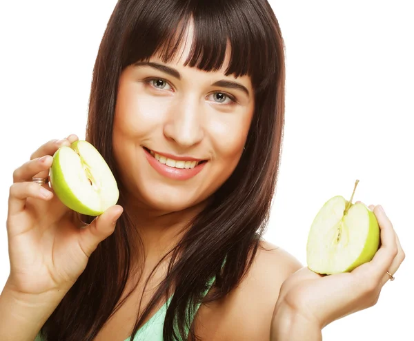 Woman with green apples — Stockfoto