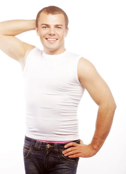 Sorrindo muscular caucasiano homem — Fotografia de Stock