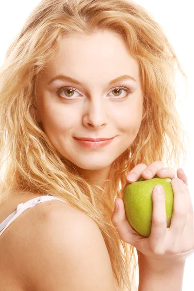 사과와 아름 다운 여자 — 스톡 사진
