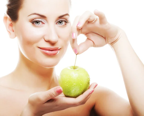 Young lady with green apple — Stock Photo, Image