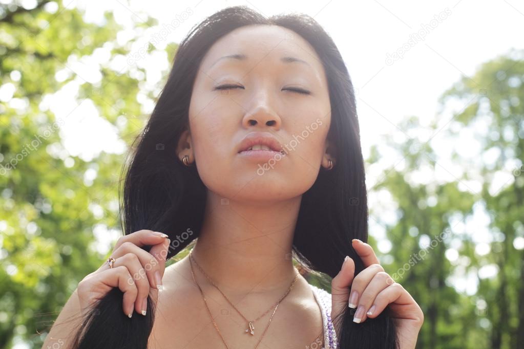 Portrait young asian woman outdoor