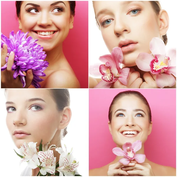 Collage de varias fotos para la industria de la belleza — Foto de Stock