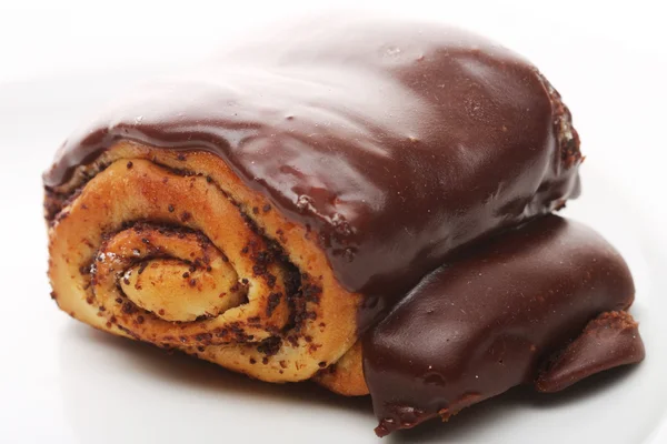 Bun con glassa al cioccolato — Foto Stock