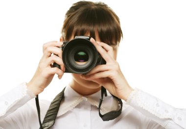 Kameralı güzel bir genç kadın..