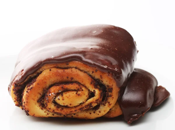 Bun con glassa al cioccolato — Foto Stock