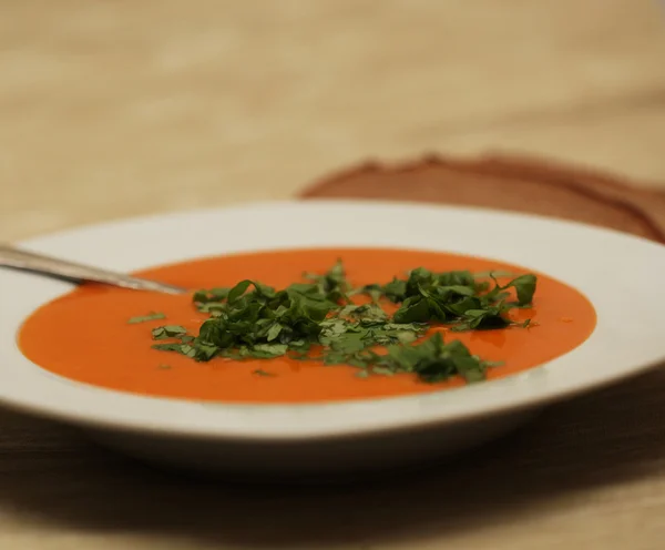 Detailní záběr na misku s Dýňová polévka — Stock fotografie