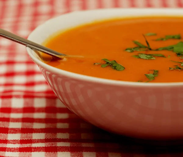 Primer plano de un tazón con sopa de calabaza —  Fotos de Stock