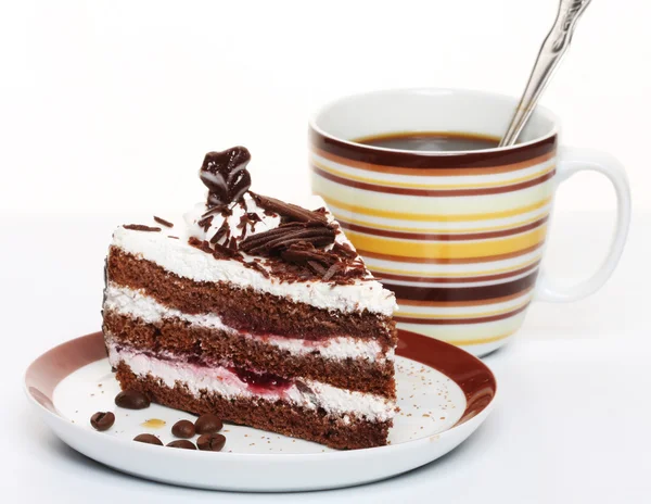 Chocoladetaart met koffie — Stockfoto