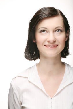 Gülümseyen mutlu iş kadınının portresi