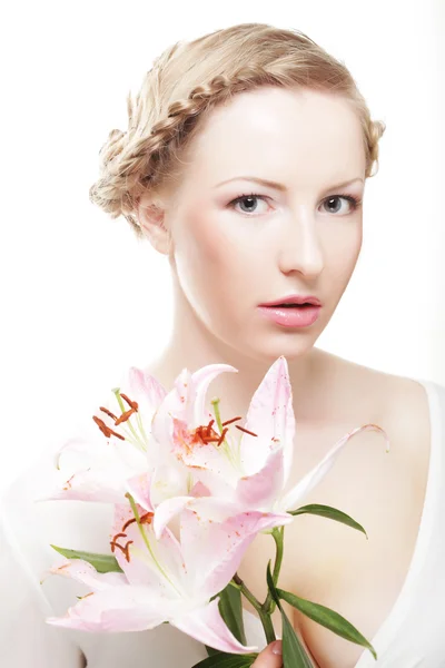 Lady with lily — Stock Photo, Image