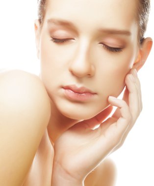 beyaz izole kadın yüzü-