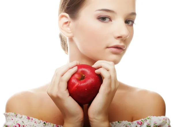 Attraktive junge Frau mit einem Apfel — Stockfoto