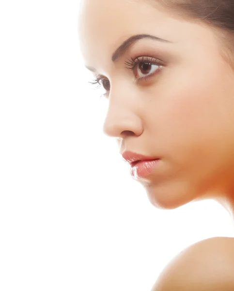 Beautiful woman's face with clean skin — Stock Photo, Image