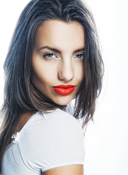 Young girl with orange lips — Stock Photo, Image