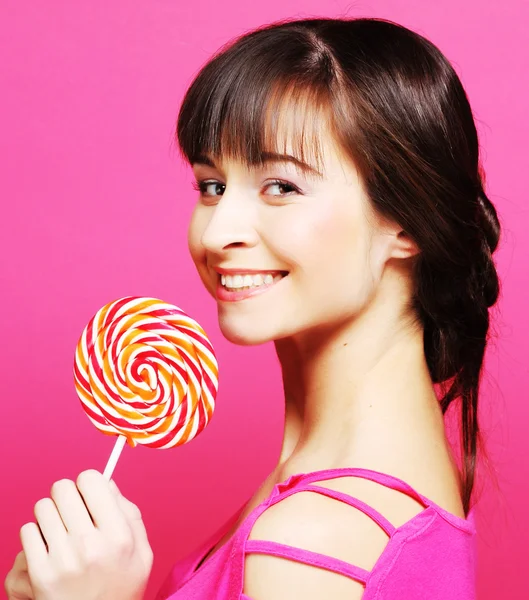 Woman with candy — Stock Photo, Image