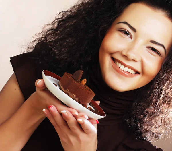 Young woman with a cake — Stock Photo, Image