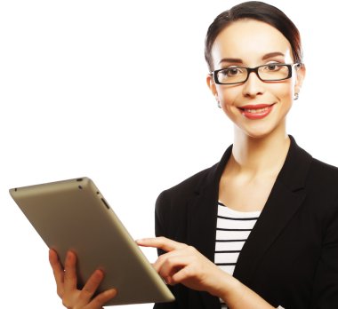 tablet bilgisayar kullanarak iş kadını