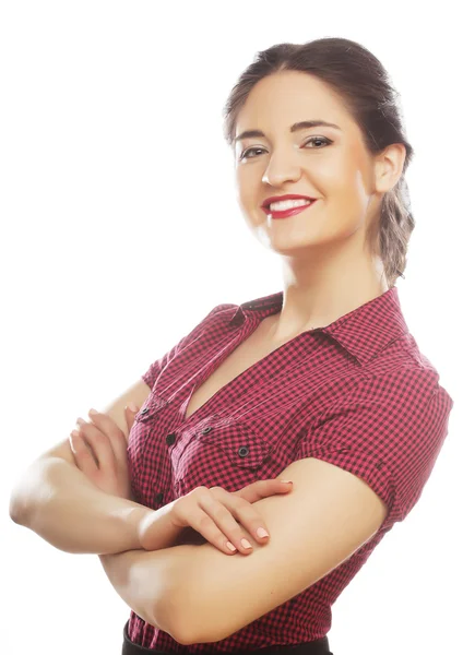 Retrato de feliz jovem mulher de negócios — Fotografia de Stock