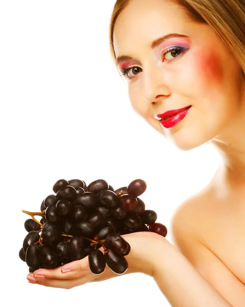 Woman with bunch of grape. — Stock Photo, Image