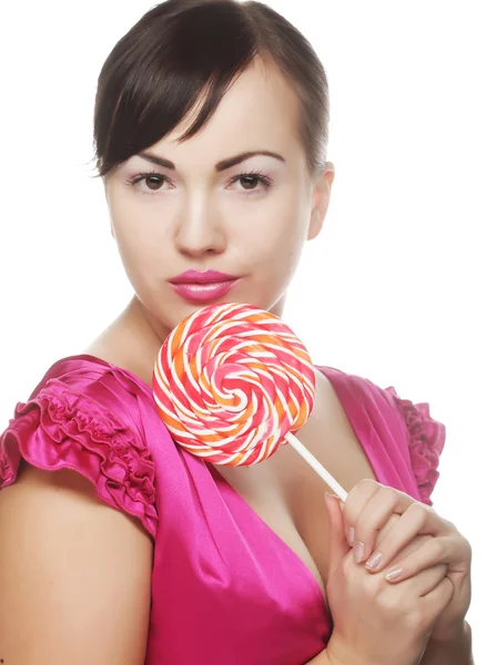 Pretty woman with lollipop — Stock Photo, Image