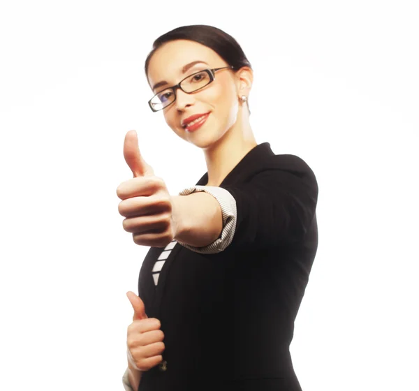 Business woman giving thumbs up — Stock Photo, Image