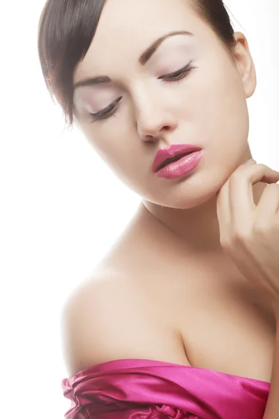 Lady with pink lips — Stock Photo, Image