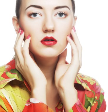 güzel bir kadın yüzü temiz bir cilt