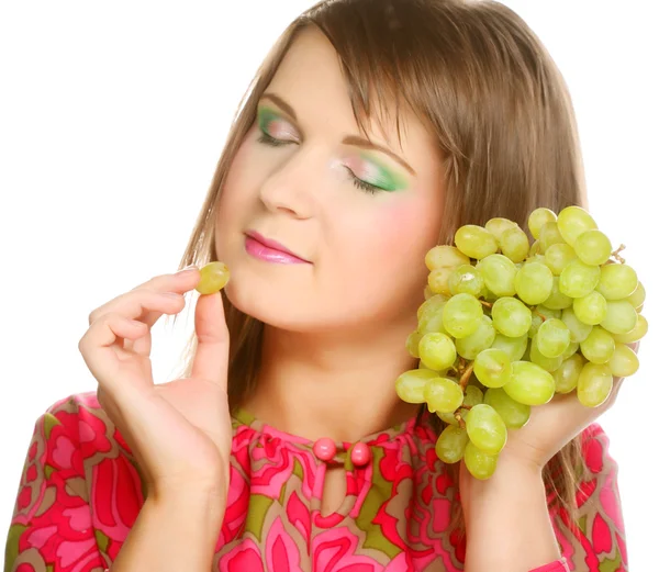 Woman with bunch of grape. — Stock Photo, Image