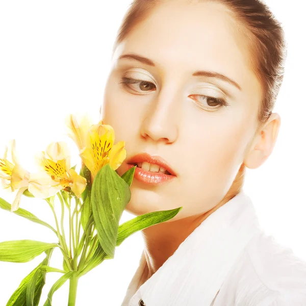 Ragazza con fiori — Foto Stock