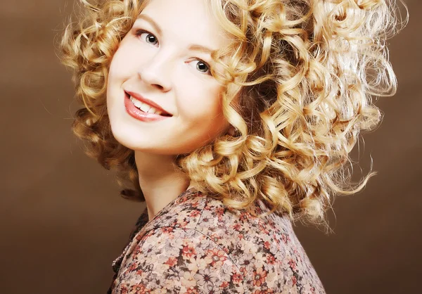 Beauty Portrait. Curly Hair — Stock Photo, Image