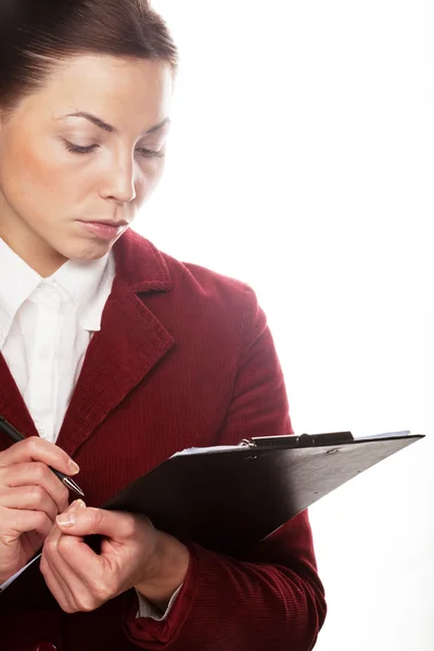 Business woman hold a folder of papers — Stock Photo, Image