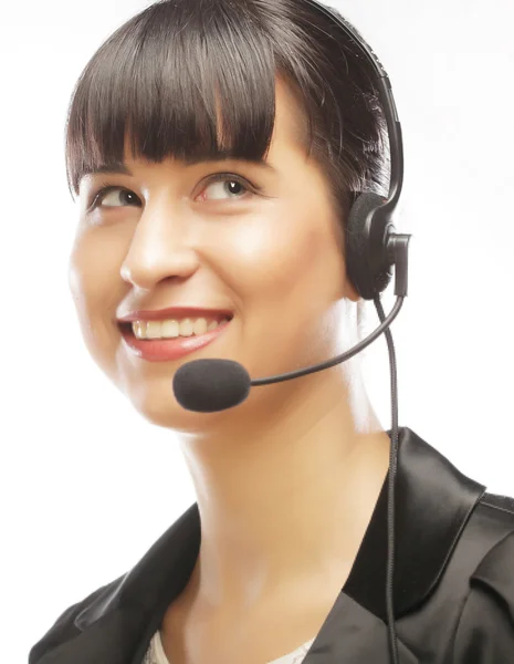 Close up retrato de Mulher de serviço ao cliente trabalhador — Fotografia de Stock