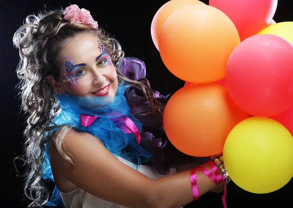 Chica feliz con globos — Foto de Stock