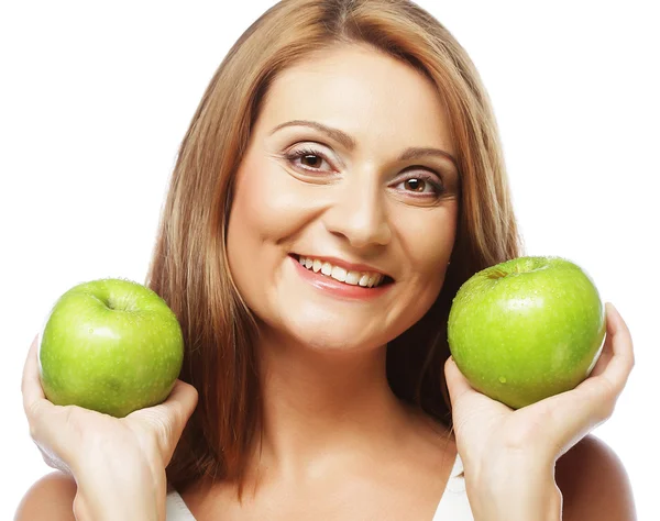 Young woman with green apple — Stock Photo, Image