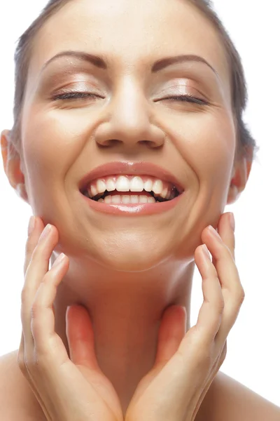 Bella faccia delle donne con la pelle pulita — Foto Stock