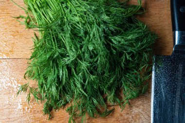 Dill yakın plan, baharatlı bitki aromalı. Dill yıllık otçul bitkidir..