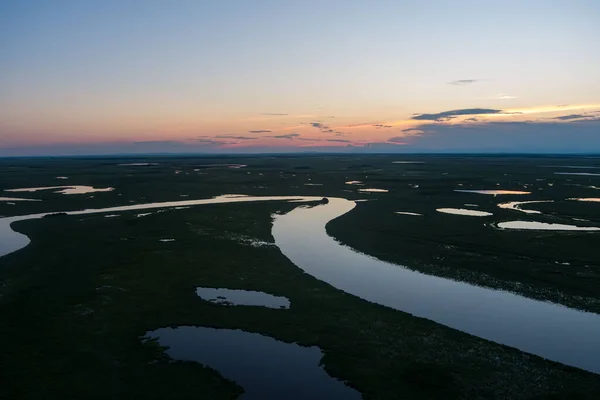 river top view shooting from a drone . river on a green background. amur river birds-eye view