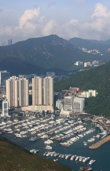 Hong Kong skyline from above, bird eye view.