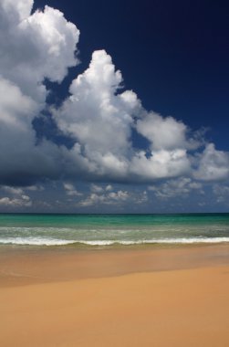 tropikal, egzotik, kumlu plaj dalgalar