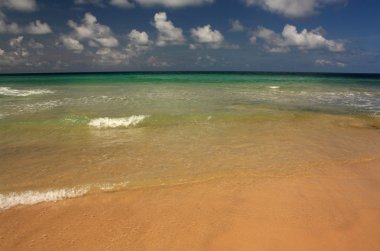 tropikal, egzotik, kumlu plaj dalgalar