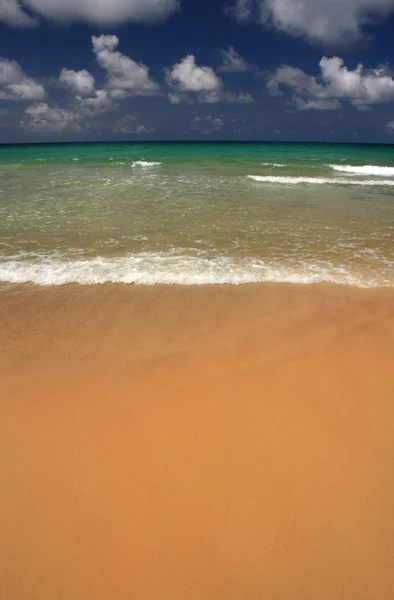 Ondas na praia tropical, exótica e arenosa — Fotografia de Stock