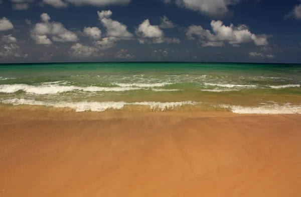 Golven op het tropische, exotische, zanderige strand — Stockfoto