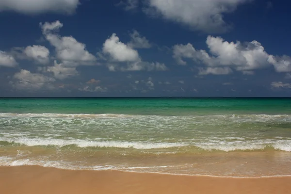 Хвилі на тропічному, екзотичному, піщаному пляжі — стокове фото